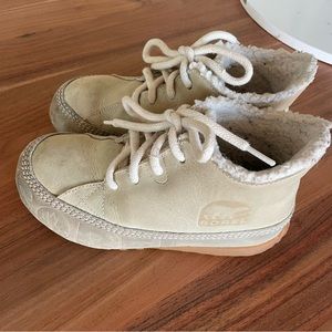 SOREL NAKNEK DRIFT Ankle Boot Tan Leather Shearling Moccasins Sneakers